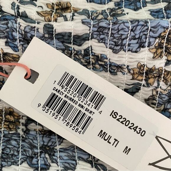 5/$25 MinkPink Darcy Shirred Smocked Floral Lined Mini Skirt M Medium New - Picture 7 of 11